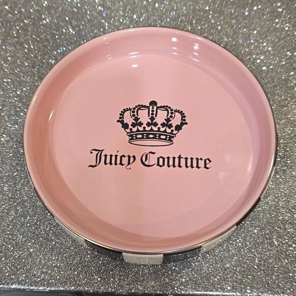 Juicy Couture Home Signature Logo  Crown Striped Ceramic Trinket Tray - Picture 5 of 6